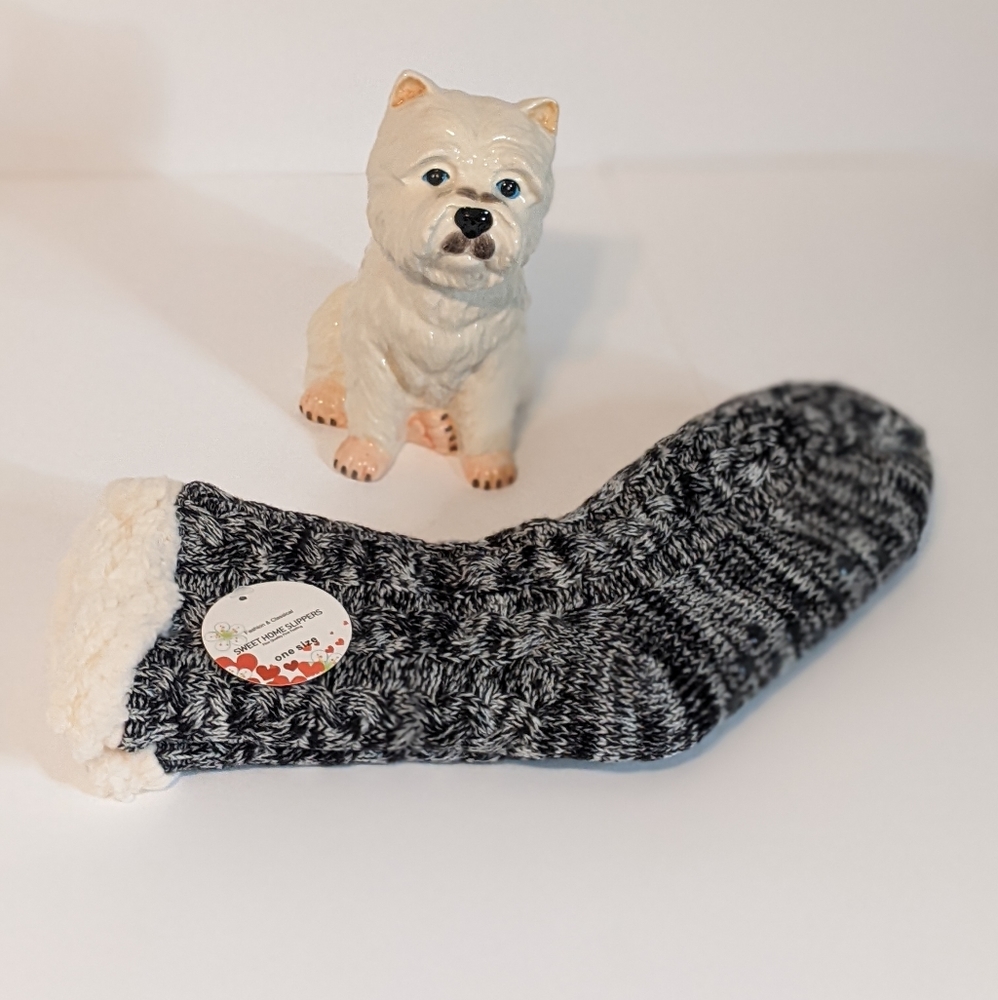 Super soft warm cozy fuzzy fleece anti slip thick slipper socks
